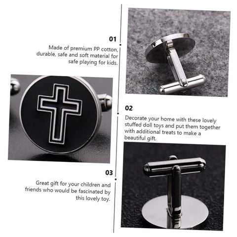 Cross Cufflinks For Men Titanium Steel Black Cross Design Decorative Shirt Buttons For Business And Formal Shirts 1 Pair Sharp Look Boss Vibe Odorless Eco Friendly Jewelry Grade Finish