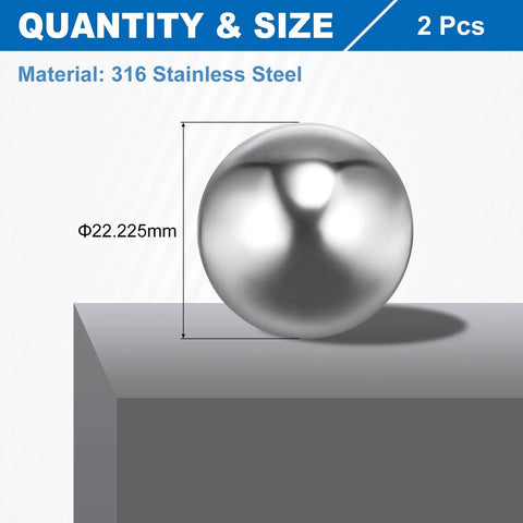 Seven Eighths Inch Bearing Balls 316 Stainless Steel Precision Balls Mirror Finish G1000 Grade Two Pack size illustration