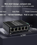 Mini Five Port PoE Gigabit Industrial Ethernet Switch Built Tough For Harsh Environments compact design dimensions labeled