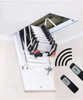 Rock Solid Electric Attic Stairs With Remote Control ceiling folding telescopic ladder with grip handrails and remote.