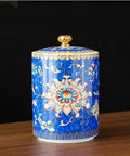 Premium Ceramic Tea And Coffee Canisters Keep Your Daily Stash Locked Down With True Airtight Sealed Lids designed with blue floral patterns.
