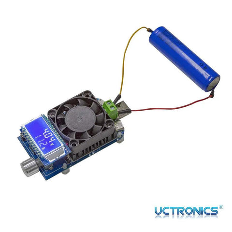 Dope USB Load Tester With Adjustable 35W Discharge Module For Quick Charge QC2.0 QC3.0 AFC FCP Testing, Smart Temperature Control And Cooling Fan, All-In-One Electronic Load And Fast Charge Protocol Trigger, 4.0 To 25.0V DC Range, blue module with cooling fan