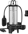 1HP Submersible Sewage Grinder Pump With Stainless Steel Cutting Blade, Cast Iron Impeller, 115V Auto Float Switch