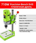 710W Mini Bench Drill Press Electric Metalworking Machine With 1-13mm Chuck for precision carving and six speed control, compact design