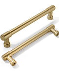 10 Pack Champagne Bronze Cabinet Handles 5.9 Inch Length Center To Center 5 Inches Heavy Duty Zinc Alloy Kitchen Cabinet Pulls For Cupboards Drawers And Dressers 0.5 Inch Width 1.18 Inch Projection, shown in angled view.