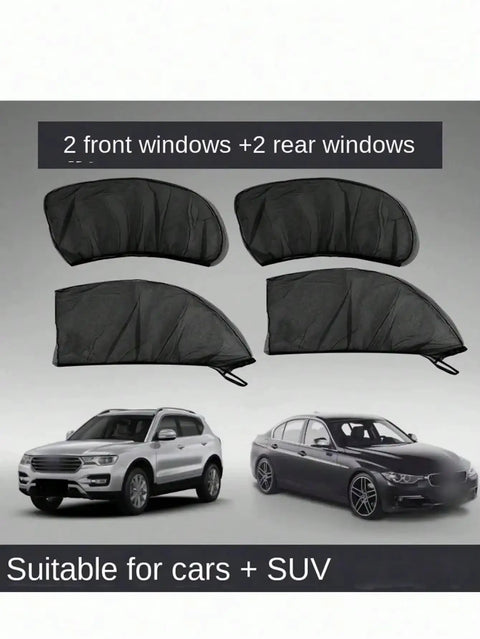 Tight Fit Window Shade Mesh For Tesla Cybertruck wraps door frames, 4-panel set for cars and SUVs, blocks sun heat.