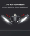 Beast Bright 6000 Lumen 6500K Daylight LED Garage Light with foldable three panel design, showing 270 degree coverage in black