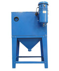 Badass 1.75 HP Dust Collector For Sand Blast Cabinet Reclamation Systems And Media Blasters Chews Up Five Micron Grime In A Flash Comes Loaded With A Roomy Two Gallon Bin To Keep Your Workspace Crisp And Spotless. Blue steel dust collector with 1.75 HP motor and two gallon bin.