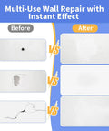 All In One DIY Ready Drywall Repair Kit With 18 Oz Spackle Paste, before and after wall repair comparison