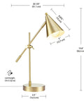Dope Mid Century Modern 18 Inch Desk Lamp With Matte Brass Finish Adjustable Height Balance Arm Rotary Switch On Shade