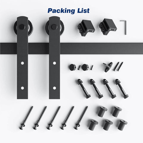 Heavy Duty Sliding Barn Door Hardware Track Kit 6.6 Ft For 36 To 40 Inch Wide Single Door With Straight Pulley And Smooth Quiet Rollers