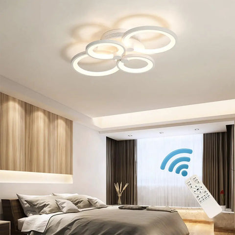Modern Metal And Acrylic LED Flush Mount Ceiling Light With 56W Power, 3000K To 6500K CCT, Room Filling Lighting For Living Room Kitchen Bedroom Dining, 24 Inch Diameter, Easy Mount Fixture, Not Compatible With Dimmer Switch
