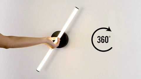 Hand adjusting Black Aluminum Integrated LED Vanity Light With 360 Degree Rotatable Arm One Light Dimmable Modern Industrial Wall Sconce For Bathroom Mirror For Bathrooms And Powder Rooms.