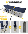 Heavy Duty Folding Camping Cot For Adults 600 Lb Max Load 28 Inch Wide With Removable Thick Mattress Portable Bed with Carry Bag