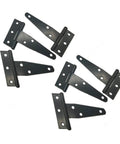 Six Pack Galvanized T Hinges Slotted Triangular Door Hinges 7.9 Inch Heavy Duty Rustproof Iron Construction Replacement Cabinet Hardware