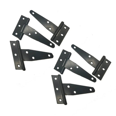 Six Pack Galvanized T Hinges Slotted Triangular Door Hinges 7.9 Inch Heavy Duty Rustproof Iron Construction Replacement Cabinet Hardware