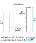Dimensions diagram of Matte Black Stainless Steel Towel Hook For Bathroom Wall Mount No Fuss Modern Hand Towel Coat Rack.