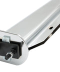 Slick Chrome Straight Spring Loaded Mud Flap Hanger With Two Point Five Bolt Spacing And Thirty Inch Length featuring heavy coil spring.