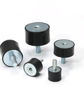 Heavy Duty Rubber Shock Absorber And Rig Shaker Vibration Damper Mount For Boat And Car Smooth Out Metric Thread Bobbin Isolator Bumper Cushion Block Pads, set of five, rubber pads with threaded bolts.