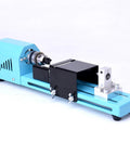 Industrial Mini Lathe Machine 12-24V With Precision Drill Chuck For DIY Wood Beads Metalworking And Engraving High Speed Adjustable Rotating Tool For Crafts, blue benchtop lathe with drill chuck.