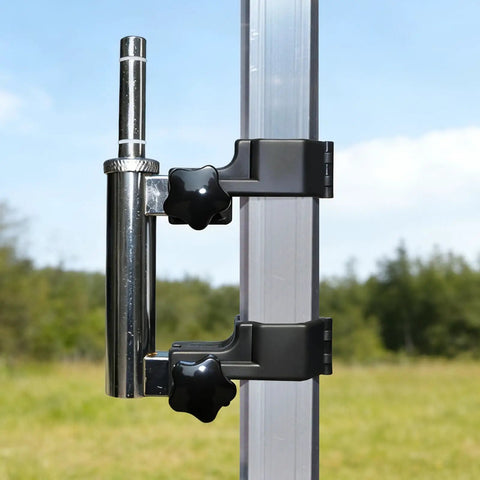 Heavy Duty Flagpole Connector Kit For 40mm Square Tube Poles, Includes Two Clamping Brackets And One Pivot Shaft, Durable Metal Hardware For Outdoor Camping Flagpoles Or Canopy Frames