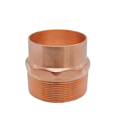 Garden Hose Connector Set One Quarter Inch To One Inch BSP Copper Butt Weld Cup Fittings, copper male cup, threaded view