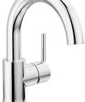 Trinsic Single Hole Chrome Bathroom Faucet with Diamond Seal Technology includes drain assembly, angled view of spout and handle.