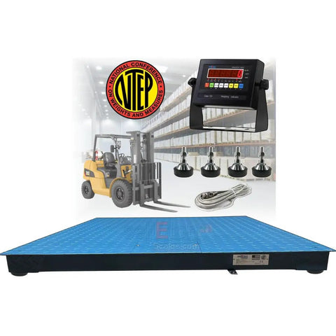 Built Tough Six By Four Platform Floor Scale One Thousand Pound Capacity NTEP Certified with digital indicator and load sensors.