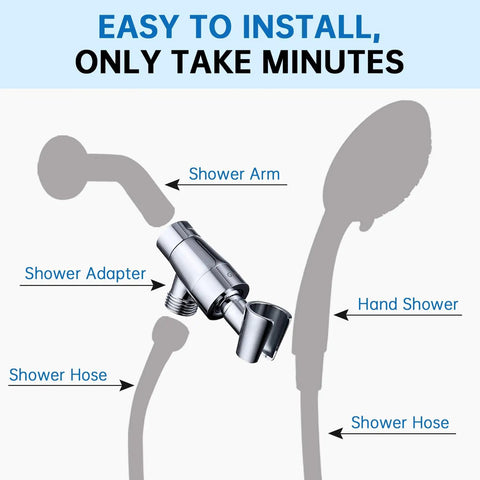 Diagram of Metal Shower Head Holder For Handheld Showers Built Tough Adjustable Universal Shower Arm Mount Chrome Finish