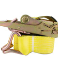 Beefy Heavy Duty Ratchet Tie Down Strap 4 Inch By 30 Foot With Zinc Plated Double J Hooks 5400 Lb Load Limit Durable Cargo Strap