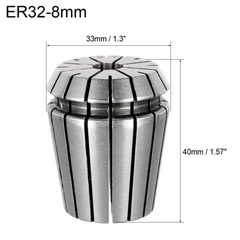 Front view of ER32 8mm Spring Collet Chuck For CNC Engraving Machine Lathe And Milling Tool, precision ground 0.015mm tolerance, 40Cr steel.