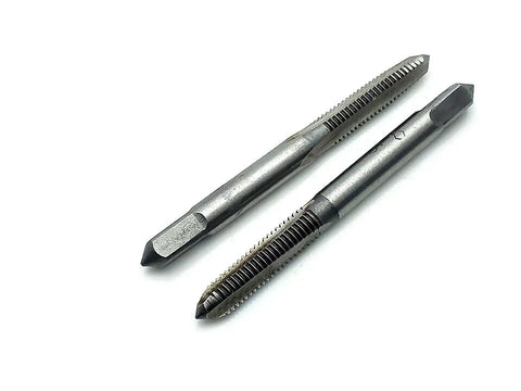 Pro Grade High Speed Steel Metric Taper And Plug Tap Duo For Smooth M5 X 0.5 Right Hand Threads, metal tools showing taper and plug design.