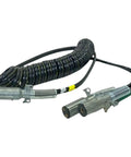 Liftgate Cable Dual Pole Y Adapter 15Ft For Tractor Trailer Applications with connectors and coiled design for flexibility.