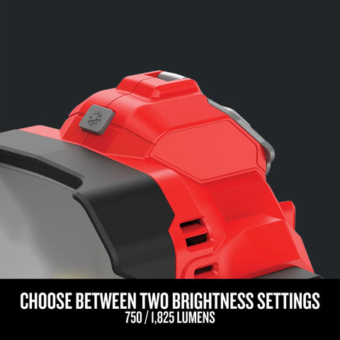Cordless V20 LED Work Light For Small Areas Tool Only Portable Rechargeable Lighting With Pivoting Head 750 And 1825 Lumens AC DC Power Long Run Time Beast Light For Home Projects And Job Sites
