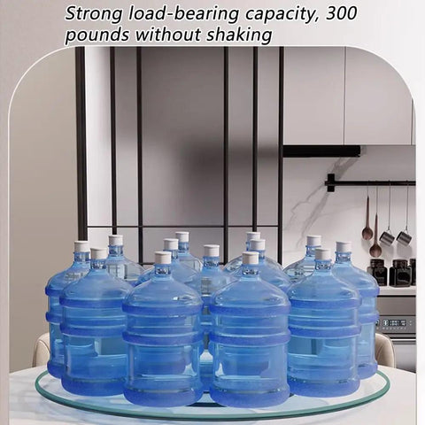 Large Lazy Susan Turntable Bearing For Kitchen And Dining Tables with water bottles showcasing stability and spill resistance