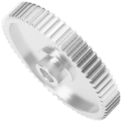 CNC machined Beefy Metal 61T Spur Gear Set 51004 for TT01 RC Cars, silver, side angle view