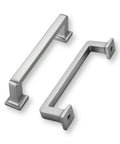 Brushed Satin Nickel Cabinet Pulls 20 Pack 3-3/4 Inch Hole Centers Straight Bar Handles, close-up view of two cabinet pulls on white background.
