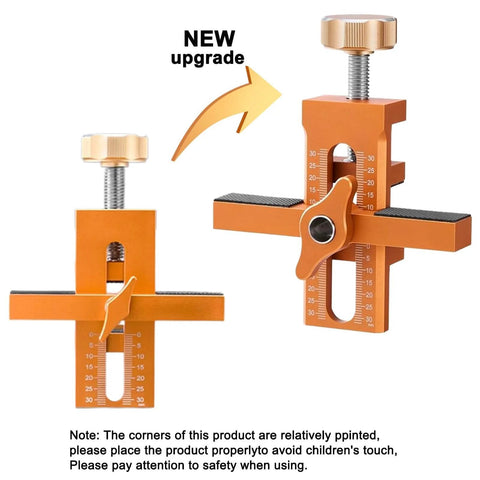 2 In 1 Cabinet Door Installation Jig With Adjustable Positioner, Pro Grade Aluminum Alloy, Dual 0 To 30 Scales, Orange