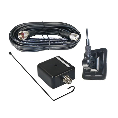 Pretuned Dual-Band Ham Radio Antenna Kit 144 148 MHz VHF And 440 450 MHz UHF With Glass Mount components displayed