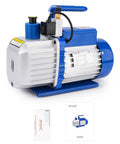 5 CFM 2 Stage Rotary Vane Vacuum Pump With Solenoid Valve For HVAC 110V Half HP Ultimate Vacuum 10 To 15 Pa Oil Capacity 350 Ml
