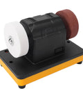 Depisuta 20V Cordless Mini Bench Grinder With Adjustable Speed And Dual Grinding Wheels on a compact base, ideal for sharpening tools.