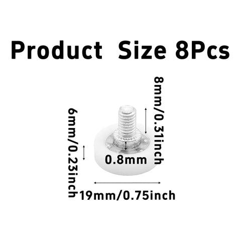 8 Pack 19mm Nylon Drawer Rollers With Ball Bearings And M6x1 Studs Sweet Replacement Wheels, size dimensions 19mm, 6mm, 8mm.