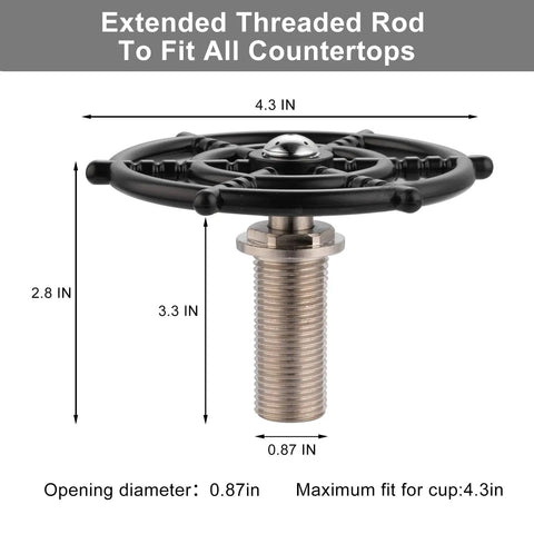 Glass Rinser For Kitchen Sink With Faucet, Bottle And Cup Washer, 360 Degree Water Spray, Black Finish, Extended Threaded Rod
