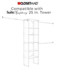 Illustration of SuiteSymphony Wood Closet Drawer Add On Accessory For 25 Inch Wide Storage Tower Deep 10 Inch Tall Shaker Style Drawer Pure White Finish