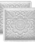 Two Pack Antique Lotus Design Concrete Paver Molds for DIY Garden Path Stepping Stones showing floral design