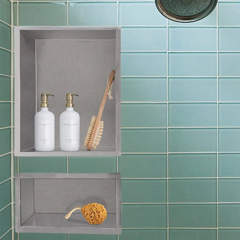 12 Inch By 6 Inch Shower Niche Recessed Caddy In Brushed Nickel Finish Rustproof 304 Stainless Steel Bathroom Shelf Insert Fits 11x5.1 Wall Holes Easy Mounting
