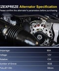 Replacement Alternator For 2012 To 2017 Accent And Veloster And 2012 To 2013 Rio 1.6L 12V 90Amp installed in engine bay