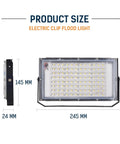 JUDYSSY Dc 12V Led Flood Light 100W Outdoor Floodlight spotlight dimensions 145mm height, 245mm width, 24mm depth.