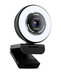 Crush Your Setup With This Top Tier 4K Webcam Featuring A Bright Ring Light Smart Autofocus And Clean 1080p 60 Frames Per Second Video dual noise canceling mics mounted on a clip.