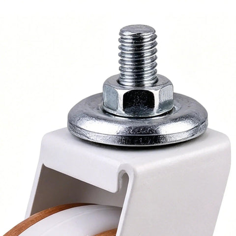 Close-up of Heavy Duty Casters 4 Pieces M8 Threaded Heavy Duty Silent Replacements showing steel bolt and wheel detail.
